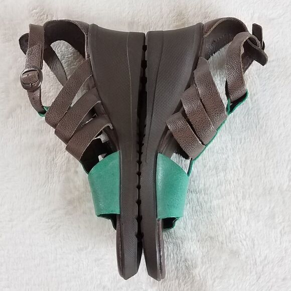 Keen Victoria Strappy Brown Turquoise Wedge Sandals - Picture 3 of 11